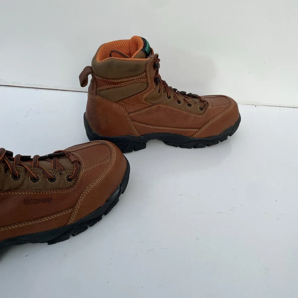 Hytest Men's Waterproof Steel Toed Leather Work Safety Boots Size M11 Brown